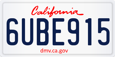 CA license plate 6UBE915
