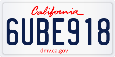 CA license plate 6UBE918