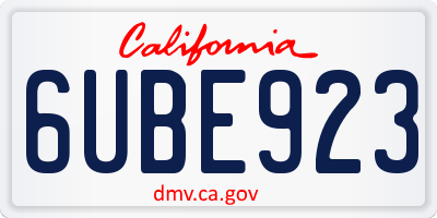 CA license plate 6UBE923