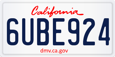 CA license plate 6UBE924