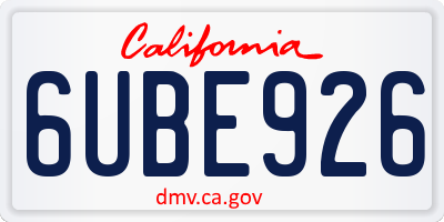 CA license plate 6UBE926