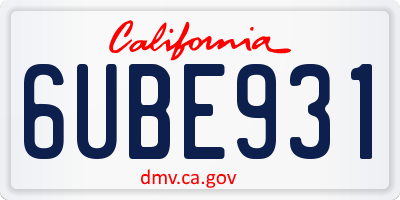 CA license plate 6UBE931