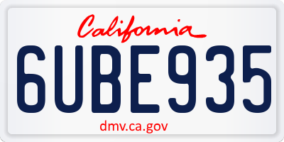 CA license plate 6UBE935
