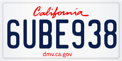 CA license plate 6UBE938