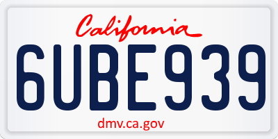 CA license plate 6UBE939