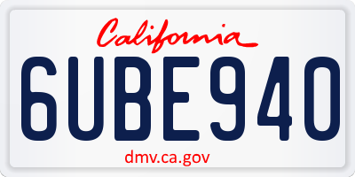 CA license plate 6UBE940