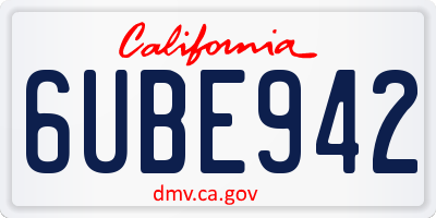 CA license plate 6UBE942