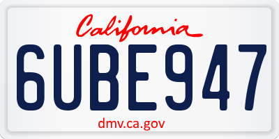 CA license plate 6UBE947