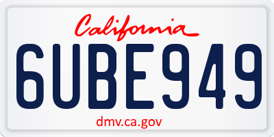 CA license plate 6UBE949