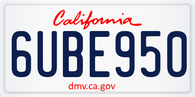 CA license plate 6UBE950