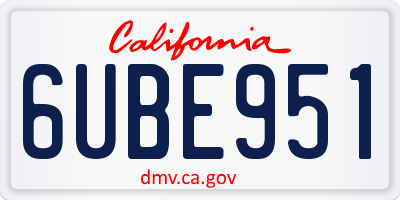 CA license plate 6UBE951