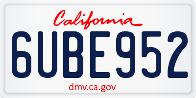CA license plate 6UBE952