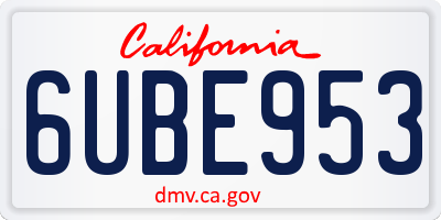 CA license plate 6UBE953