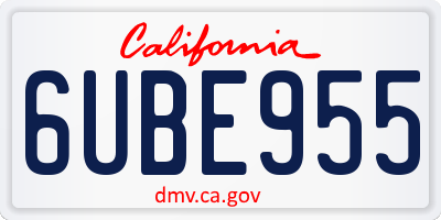 CA license plate 6UBE955