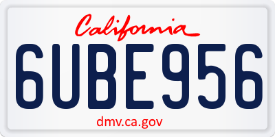 CA license plate 6UBE956