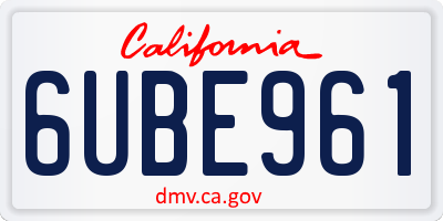 CA license plate 6UBE961