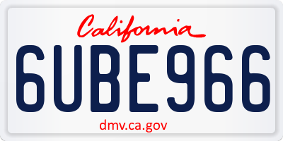CA license plate 6UBE966