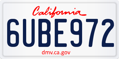 CA license plate 6UBE972
