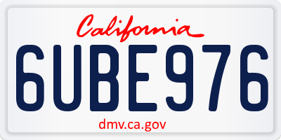 CA license plate 6UBE976