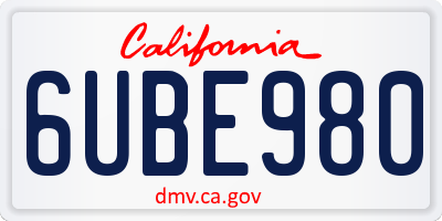 CA license plate 6UBE980