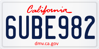CA license plate 6UBE982