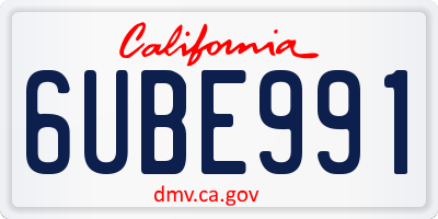 CA license plate 6UBE991
