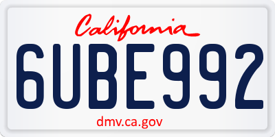 CA license plate 6UBE992