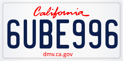 CA license plate 6UBE996