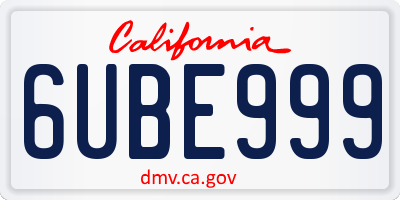 CA license plate 6UBE999