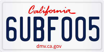 CA license plate 6UBF005