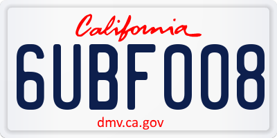 CA license plate 6UBF008