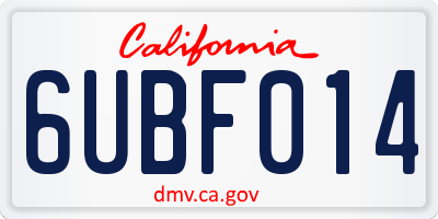 CA license plate 6UBF014