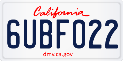 CA license plate 6UBF022