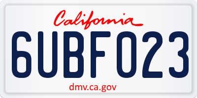 CA license plate 6UBF023