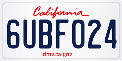CA license plate 6UBF024