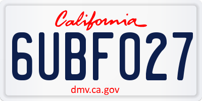 CA license plate 6UBF027