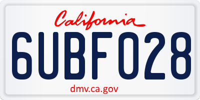 CA license plate 6UBF028