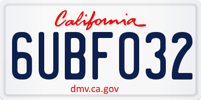 CA license plate 6UBF032
