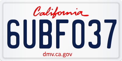 CA license plate 6UBF037