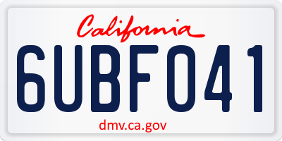 CA license plate 6UBF041