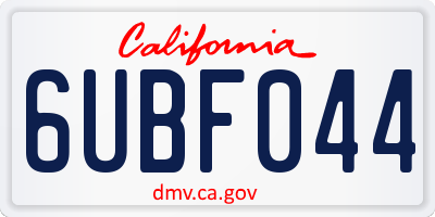 CA license plate 6UBF044