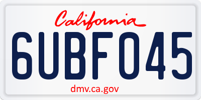CA license plate 6UBF045