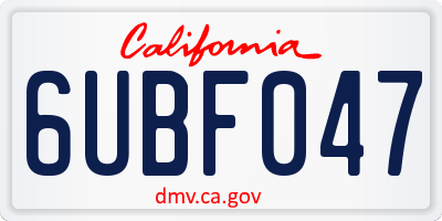 CA license plate 6UBF047
