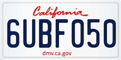 CA license plate 6UBF050
