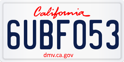 CA license plate 6UBF053