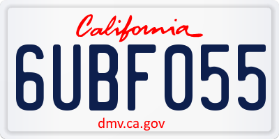 CA license plate 6UBF055