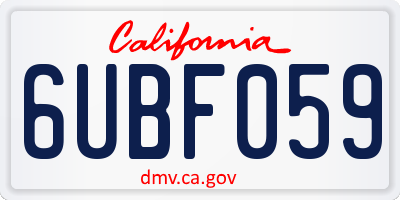 CA license plate 6UBF059