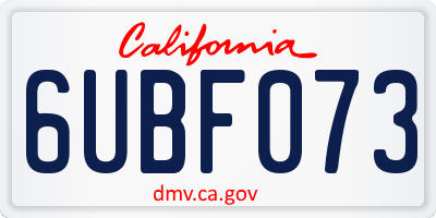 CA license plate 6UBF073