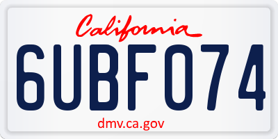 CA license plate 6UBF074