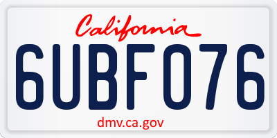 CA license plate 6UBF076